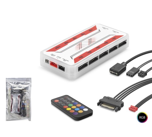 Argb Fan Ve Led Kontrolcü Hub Seti Uzaktan Kumandalı - Beyaz ND2806
