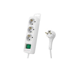 Akım Korumalı Uzatma Kablosu 3 Priz Anahtarlı 306 Joule 3G1.0Mm Tam Bakır 1.5M - Beyaz SPGF03