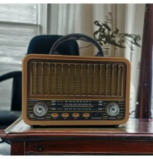 Nostaljik Görünümlü USB SD AUX Bluetooth Destekli Solar Panelli Şarjlı + Pilli Radyo RT-834