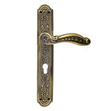 Antika Tarz Dekoratif Pirinç Ulu Model Desenli Yale, Dış Kapı Kolu - 354x57 mm, Antik