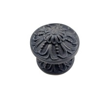 Antika Tarz Dekoratif Pirinç Çiçekli Kapı Tokmağı - 80 mm Çap, Oksit