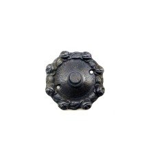 Antika Tarz Dekoratif Pirinç Güllü Kapı Zili - 75mm, Oksit