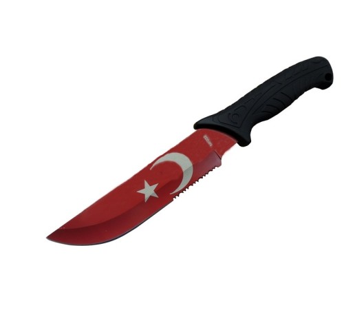 Ayyıldız MF032 RD Kırmızı Av Bıçağı 31cm - Testere Detaylı Bıçak, Kılıflı, Plastik Sap Ayyıldız MF032 RD Kırmızı Av Bıçağı 31cm - Testere Detaylı Bıçak, Kılıflı, Plastik Sap