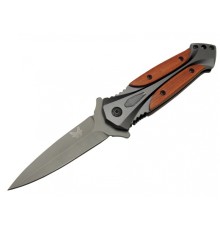 Benchmade DA27B Gri Sivri Kamp Çakı 20cm - Yarı Otomatik, Kutulu, Ahşap - Metal Sap