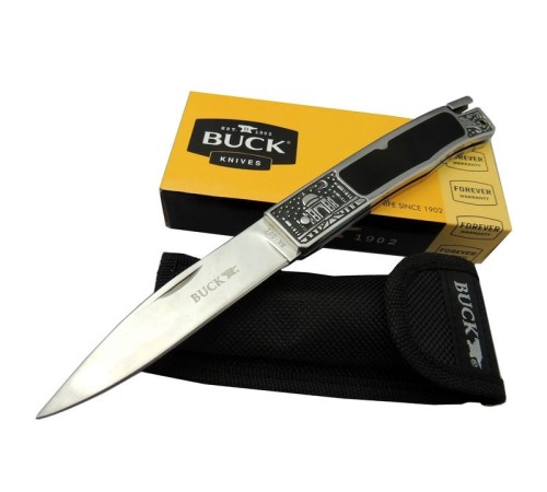 Buck Knives BK-001BRV Kamp Çakı 23 cm - Metal İşlemeli Sap, Kılıflı Buck Knives BK-001BRV Kamp Çakı 23 cm - Metal İşlemeli Sap, Kılıflı