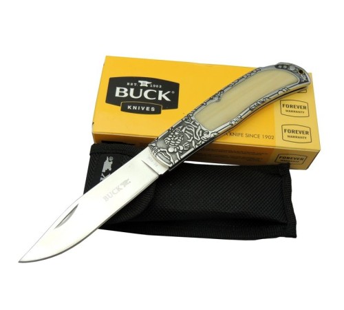 Buck Knives BK-009WY Kamp Çakı 23 cm - Sedef & Metal Saplı, Kılıflı, Kutulu Buck Knives BK-009WY Kamp Çakı 23 cm - Sedef & Metal Saplı, Kılıflı, Kutulu