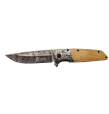 A2150C Kahve Kamp Çakısı 21cm- Manuel, Ahşap İşlemeli Sap