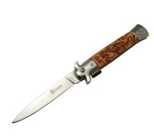 FS 12461 Kahverengi  Çakı 23cm - Ejder İşlemeli Sap, Arkadan Tetikli