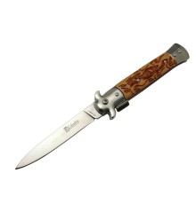 FS 12461 Kahverengi  Çakı 23cm - Ejder İşlemeli Sap, Arkadan Tetikli