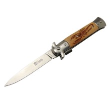 FS12463 Açık Kahve Kamp Çakı 23cm- Akrep İşlemeli Ahşap Sap