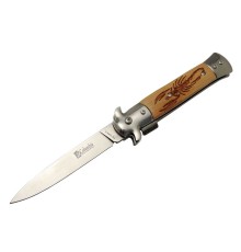 FS12463 Açık Kahve Kamp Çakı 23cm- Akrep İşlemeli Ahşap Sap