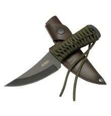 Crkt Scrub Fixed 2712 BK Siyah Kamp / Outdoor Bıçak 22,5cm - İpli Sap, Deri Kılıflı