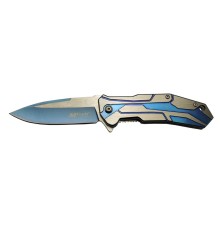 4-10-1 Mavi Kamp Çakı 20cm- Yarı Otomatik, Metal Sap