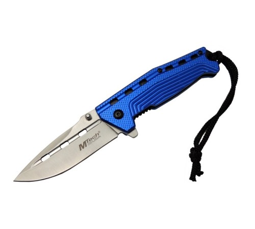 4-13-1 Mavi Kamp Çakı 19,5cm - Yarı Otomatik, İpli, Oluklu 4-13-1 Mavi Kamp Çakı 19,5cm - Yarı Otomatik, İpli, Oluklu