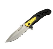 4191 Sarı Kamp Çakı 21cm - Yarı Otomatik, Testere Detaylı, Desenli Sap
