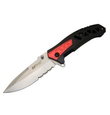 4192 Kırmızı Kamp Çakı 21cm - Yarı Otomatik, Testere Detaylı, Desenli Sap