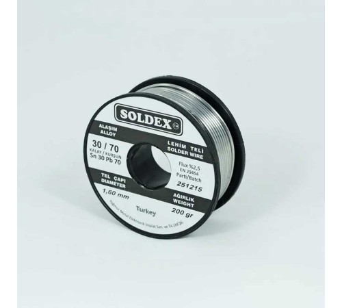 30-70 Lehim Teli 200 Gr 1,6 mm Sn:30 - Pb:70 30-70 Lehim Teli 200 Gr 1,6 mm Sn:30 - Pb:70