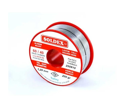 60-40 Lehim Teli 200 Gr 0,50 mm - Sn:60 / Pb:40 60-40 Lehim Teli 200 Gr 0,50 mm - Sn:60 / Pb:40