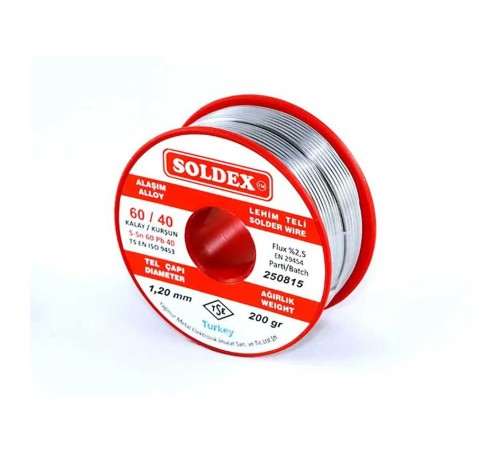 60-40 Lehim Teli 200 Gr 1,6 mm - Sn:60 / Pb:40 60-40 Lehim Teli 200 Gr 1,6 mm - Sn:60 / Pb:40