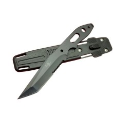 Fox A13 Siyah, Testereli Outdoor Kamp Bıçak 22 cm - Komple Metal, Kılıflı