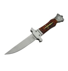 B123A Kahverengi Klasik Av / Kamp Çakısı 18cm - Ahşap Sap, Kemerliki, Kılıflı