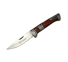 MB3936A Kahverengi Av / Kamp Çakısı 20cm- Manuel, İşlemeli, Ahşap Sap