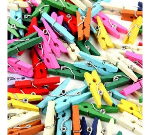 50'li Renkli Ahşap Mandal 3.5cm (10'lu Paket-500 Adet)