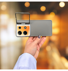 İNFİNİX NOTE 30 STANDLI İÇİ SÜET TPU KILIF GRİ