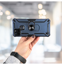 REALME C21Y YÜZÜKLÜ STANDLI TANK KILIF  (ARMOR MILITARY CASE)  LACİVERT