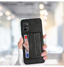 XİAOMİ REDMİ NOTE 11 SE STANDLI  KARTLIKLI LÜX DERİ KILIF SİYAH