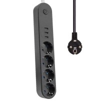 Winnboss Akım Korumalı Isıya Dayanıklı 4 lü 2 Mt Uzatma 3 Adet USB 3402