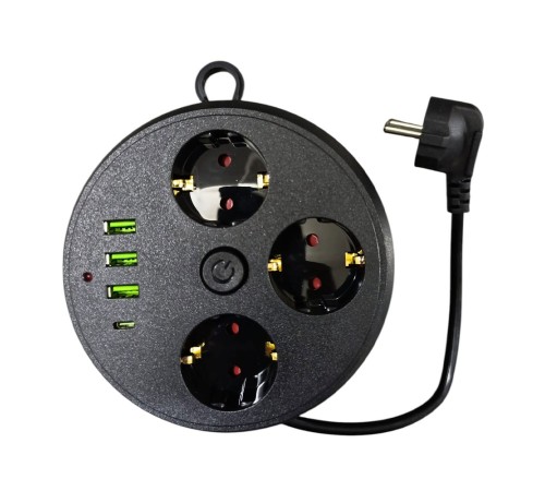 3 Lü Akım Korumalı Priz Makaralı Anahtarlı 16A 4000 Watt 3 x Usb - 1 Type-C 3395 3 Lü Akım Korumalı Priz Makaralı Anahtarlı 16A 4000 Watt 3 x Usb - 1 Type-C 3395