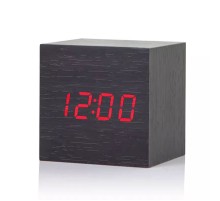 Küp Ahşap Alarm Dijital Çalar Saat Siyah Büyük Boy