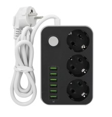 3 lü Priz 6 Usb Coğaltıcı Akım Korumalı Priz 3.4A