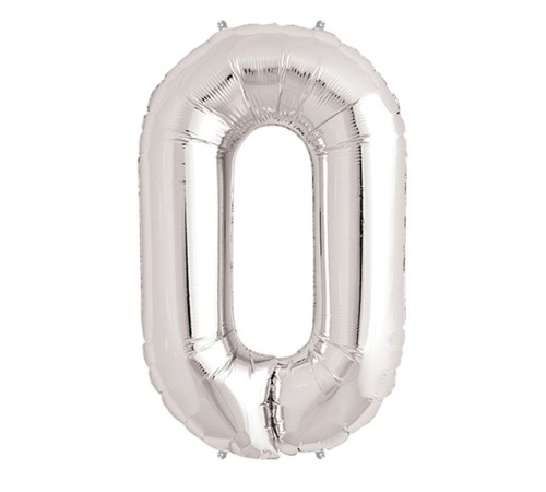 0 Rakam Folyo Balon Gümüş 40 inç 0 Rakam Folyo Balon Gümüş 40 inç
