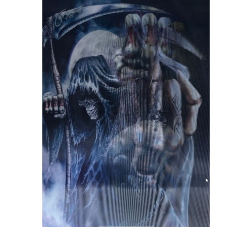 5D Elmas Boyama 3 Farklı Resim Değişenli Halloween İskelet Tablosu 30x40 cm