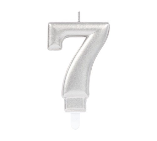 7 Rakam Mum Gümüş Renk 7 Rakam Mum Gümüş Renk