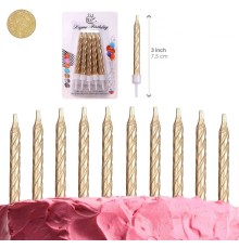 Altın Gold Renk Doğum Günü Evlilik Yıldönümü Pasta Mumları 10 Adet
