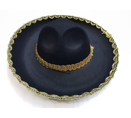 Altın Renk Şeritli Meksika Mariachi Latin Şapkası 55 cm Çocuk Altın Renk Şeritli Meksika Mariachi Latin Şapkası 55 cm Çocuk