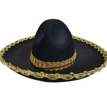 Altın Renk şeritli Meksika Mariachi Latin şapkası 55 Cm çocuk