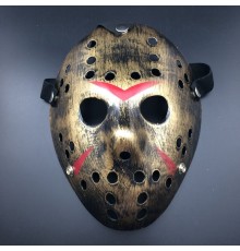 Bakır Renk Kırmızı çizgili Tam Yüz Hokey Jason Maskesi Hannibal Maskesi