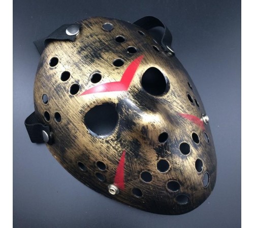 Bakır Renk Kırmızı Çizgili Tam Yüz Hokey Jason Maskesi Hannibal Maskesi Bakır Renk Kırmızı Çizgili Tam Yüz Hokey Jason Maskesi Hannibal Maskesi