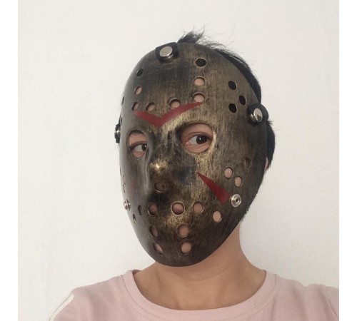 Bakır Renk Kırmızı Çizgili Tam Yüz Hokey Jason Maskesi Hannibal Maskesi Bakır Renk Kırmızı Çizgili Tam Yüz Hokey Jason Maskesi Hannibal Maskesi
