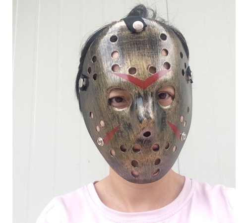 Bakır Renk Kırmızı Çizgili Tam Yüz Hokey Jason Maskesi Hannibal Maskesi Bakır Renk Kırmızı Çizgili Tam Yüz Hokey Jason Maskesi Hannibal Maskesi