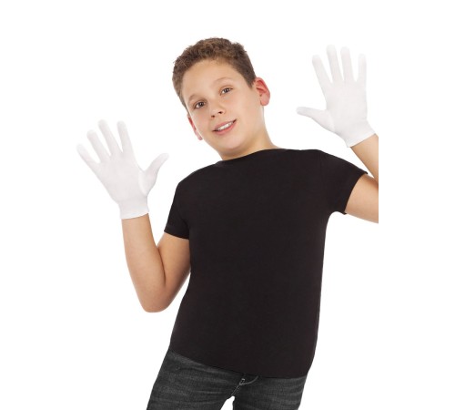 Beyaz Renk Çocuk Boy Likralı Pandomim Eldiveni Beyaz Renk Çocuk Boy Likralı Pandomim Eldiveni