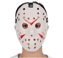 Beyaz Renk Kırmızı Çizgili Tam Yüz Hokey Jason Maskesi Hannibal Maskesi