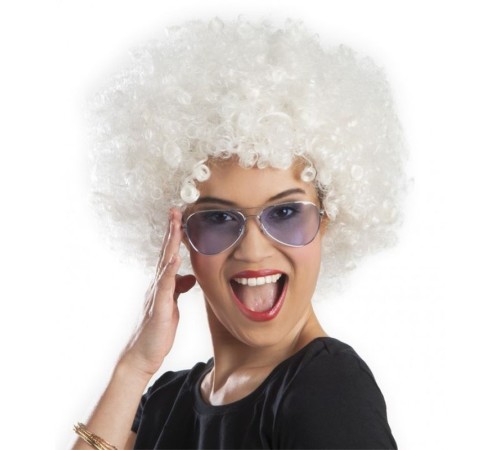 Beyaz Renk Kıvırcık Afro Bonus Peruk Beyaz Renk Kıvırcık Afro Bonus Peruk