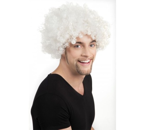 Beyaz Renk Kıvırcık Afro Bonus Peruk Beyaz Renk Kıvırcık Afro Bonus Peruk