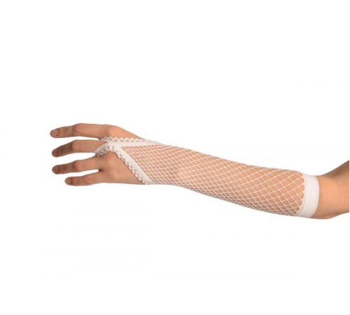 Beyaz Renk Parmak Arası File Örgü Eldiven 26 cm Beyaz Renk Parmak Arası File Örgü Eldiven 26 cm