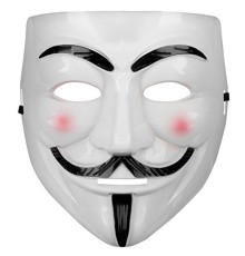 Beyaz Renk Pembe Yanaklı İthal V For Vendetta Maskesi